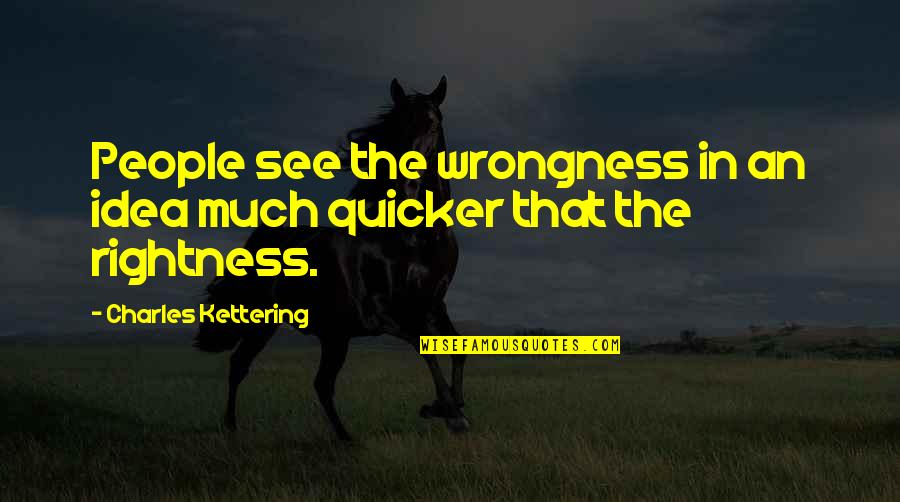 Wrongness Quotes By Charles Kettering: People see the wrongness in an idea much