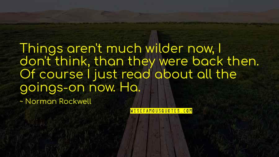 Wryness Quotes By Norman Rockwell: Things aren't much wilder now, I don't think,