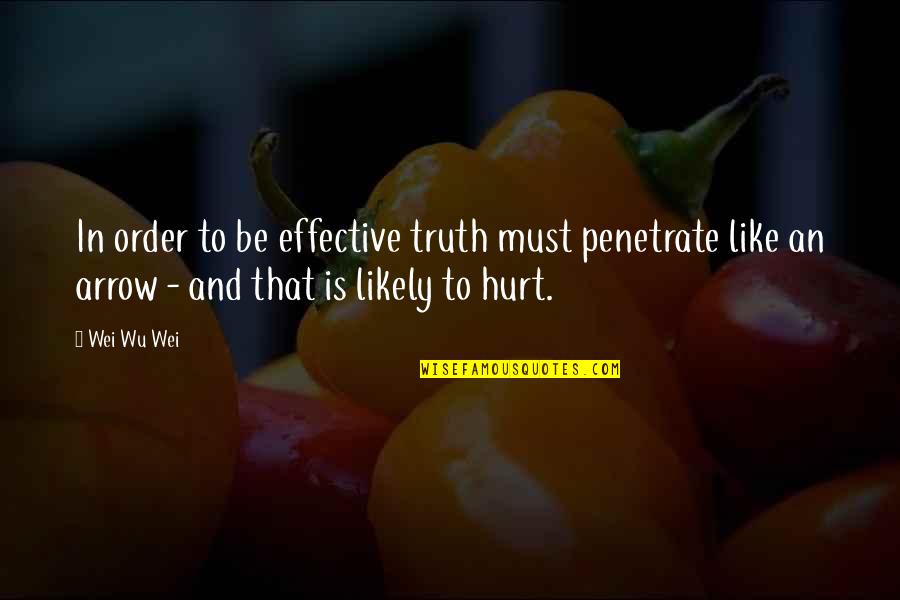 Wu Wei Quotes By Wei Wu Wei: In order to be effective truth must penetrate