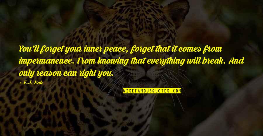 Wulf Quotes By E.J. Koh: You'll forget your inner peace, forget that it