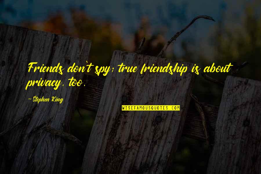 Wuzzy Bear Quotes By Stephen King: Friends don't spy; true friendship is about privacy, Wuzzy Bear Quotes By Stephen King: Friends don't spy; true friendship is about privacy,