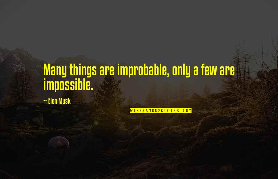 Ww2 Canada Quotes By Elon Musk: Many things are improbable, only a few are