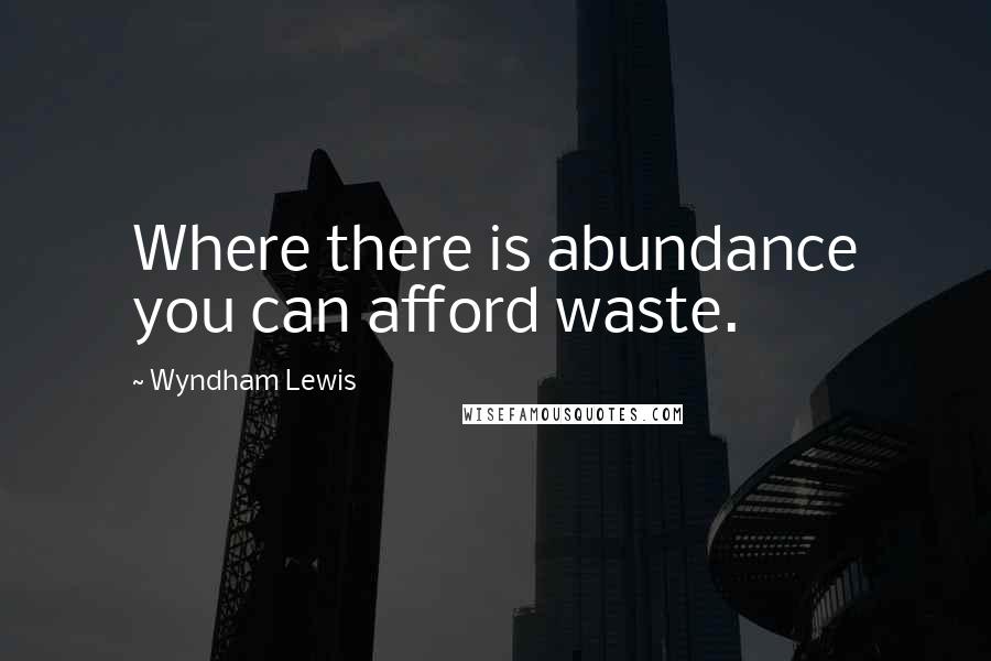 Wyndham Lewis quotes: Where there is abundance you can afford waste.