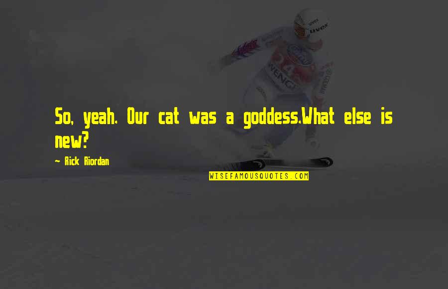 Wzbib Quotes By Rick Riordan: So, yeah. Our cat was a goddess.What else Wzbib Quotes By Rick Riordan: So, yeah. Our cat was a goddess.What else