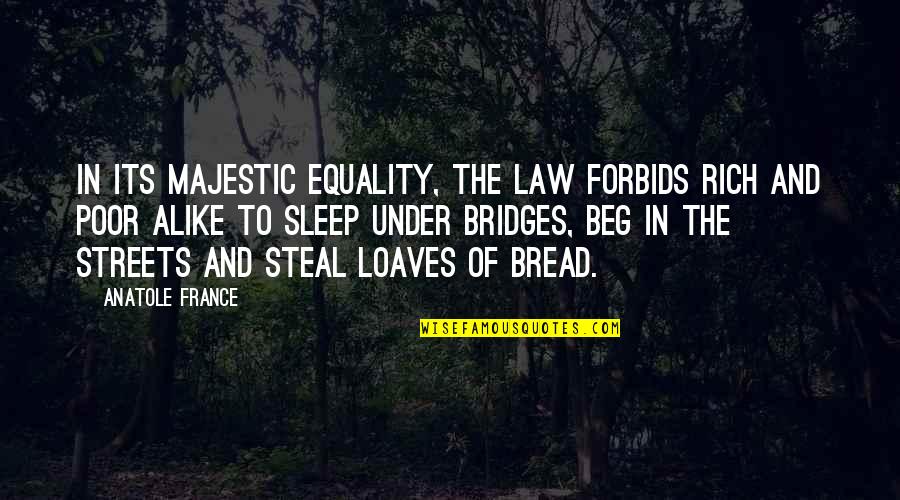 Xayalith Quotes By Anatole France: In its majestic equality, the law forbids rich Xayalith Quotes By Anatole France: In its majestic equality, the law forbids rich