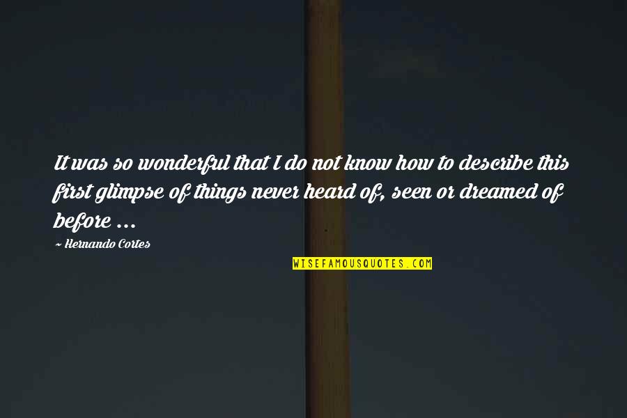 Xhon Djui Quotes By Hernando Cortes: It was so wonderful that I do not Xhon Djui Quotes By Hernando Cortes: It was so wonderful that I do not