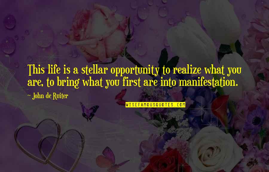 Xiaowen Fang Quotes By John De Ruiter: This life is a stellar opportunity to realize Xiaowen Fang Quotes By John De Ruiter: This life is a stellar opportunity to realize