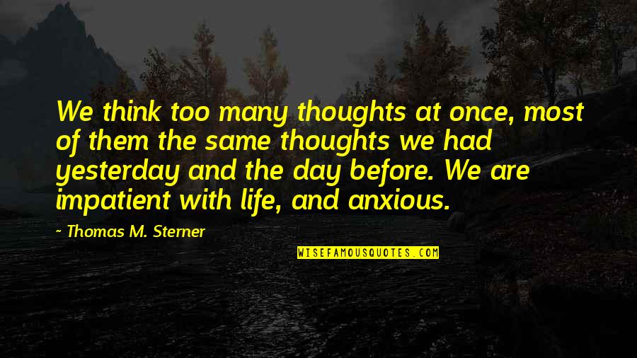 Xlibrisus Quotes By Thomas M. Sterner: We think too many thoughts at once, most Xlibrisus Quotes By Thomas M. Sterner: We think too many thoughts at once, most