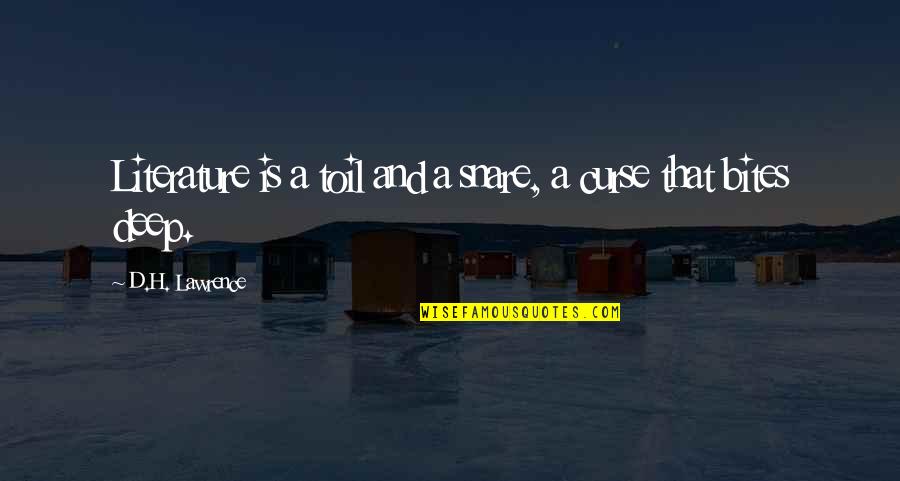 Xvision Quotes By D.H. Lawrence: Literature is a toil and a snare, a Xvision Quotes By D.H. Lawrence: Literature is a toil and a snare, a