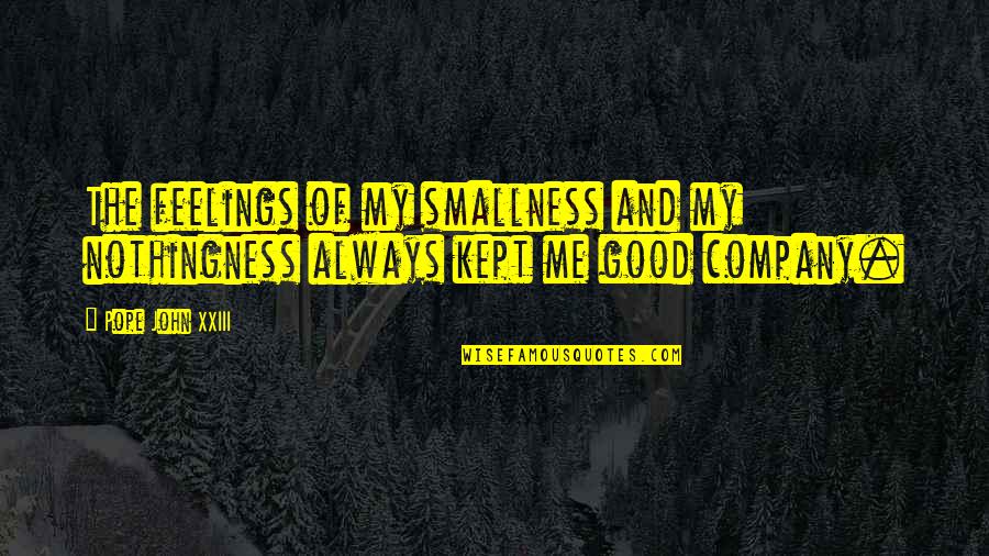 Xxiii's Quotes By Pope John XXIII: The feelings of my smallness and my nothingness