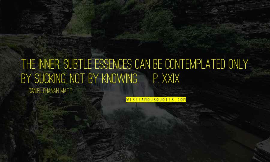 Xxix Quotes By Daniel Chanan Matt: The inner, subtle essences can be contemplated only