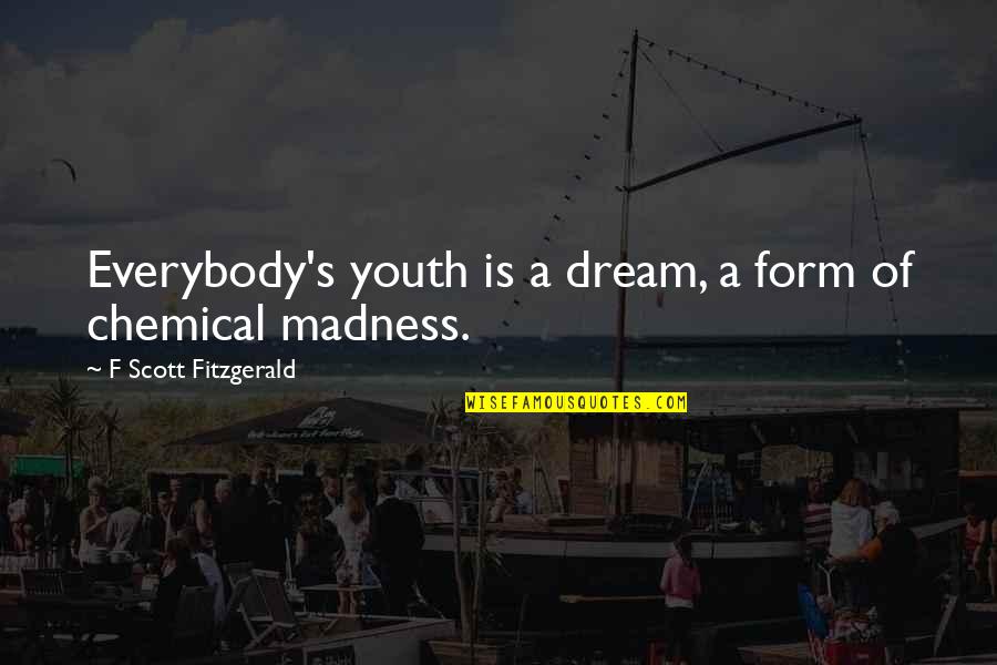 Yaddith Quotes By F Scott Fitzgerald: Everybody's youth is a dream, a form of