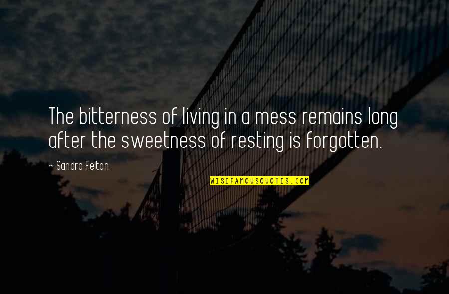 Yadigar Quotes By Sandra Felton: The bitterness of living in a mess remains