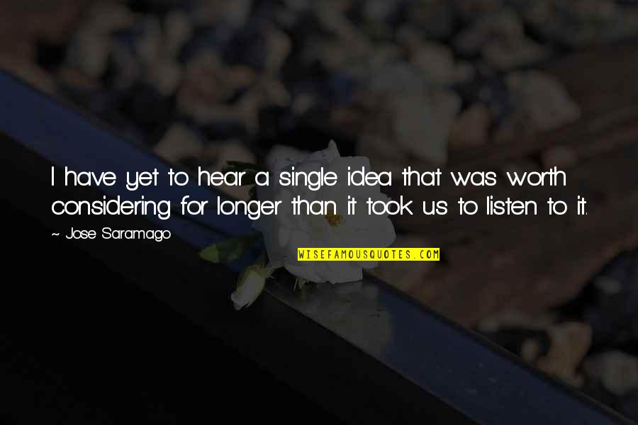 Yadin Nicol Quotes By Jose Saramago: I have yet to hear a single idea