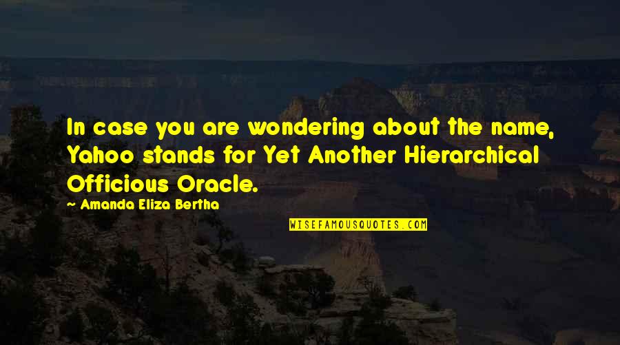 Yahoo's Quotes By Amanda Eliza Bertha: In case you are wondering about the name,