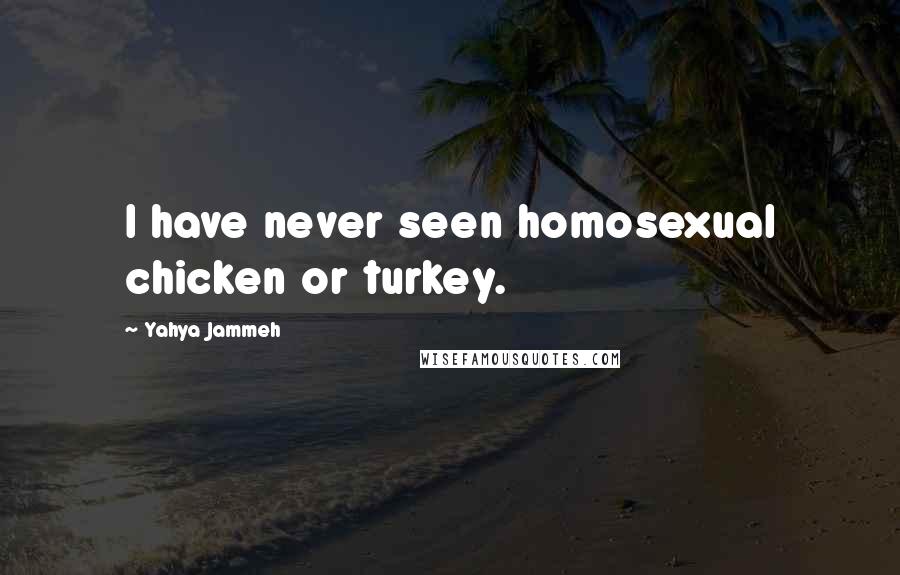 Yahya Jammeh quotes: I have never seen homosexual chicken or turkey. Yahya Jammeh quotes: I have never seen homosexual chicken or turkey.