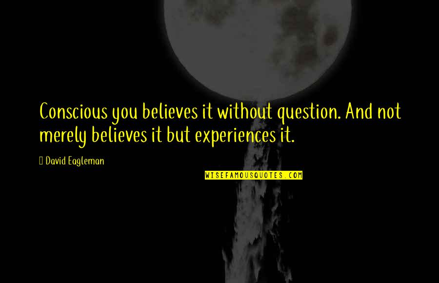 Yair Marx Quotes By David Eagleman: Conscious you believes it without question. And not