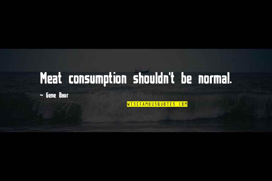Yakup Kayak Quotes By Gene Baur: Meat consumption shouldn't be normal. Yakup Kayak Quotes By Gene Baur: Meat consumption shouldn't be normal.