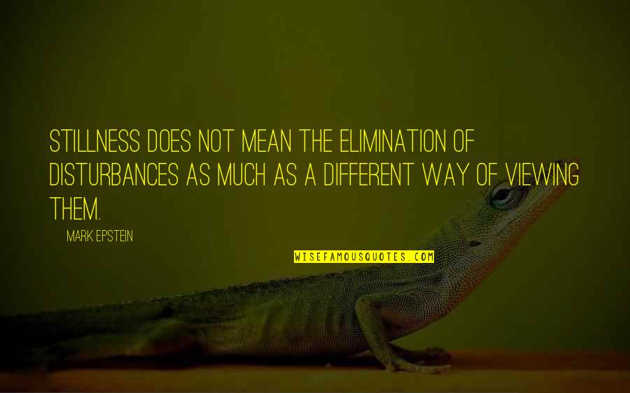 Yamalis Quotes By Mark Epstein: Stillness does not mean the elimination of disturbances