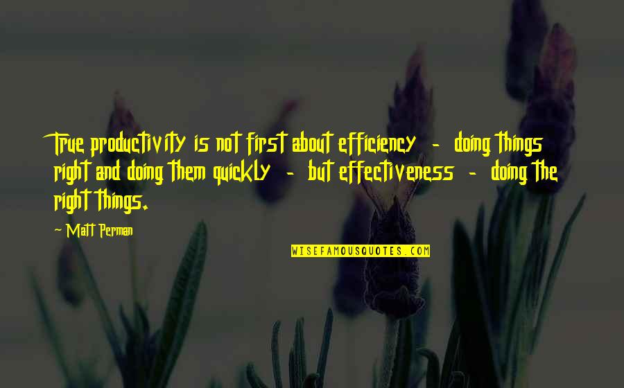 Yamanturk Ailesi Quotes By Matt Perman: True productivity is not first about efficiency - Yamanturk Ailesi Quotes By Matt Perman: True productivity is not first about efficiency -