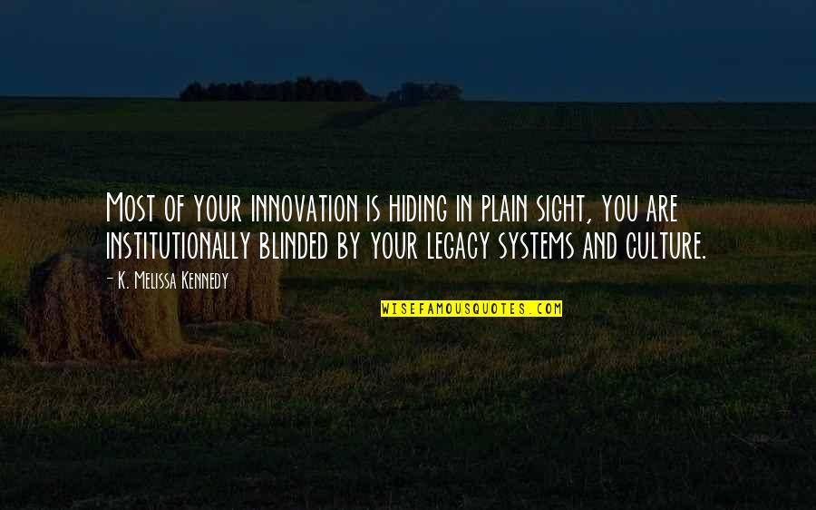 Yami Yugi Best Quotes By K. Melissa Kennedy: Most of your innovation is hiding in plain Yami Yugi Best Quotes By K. Melissa Kennedy: Most of your innovation is hiding in plain