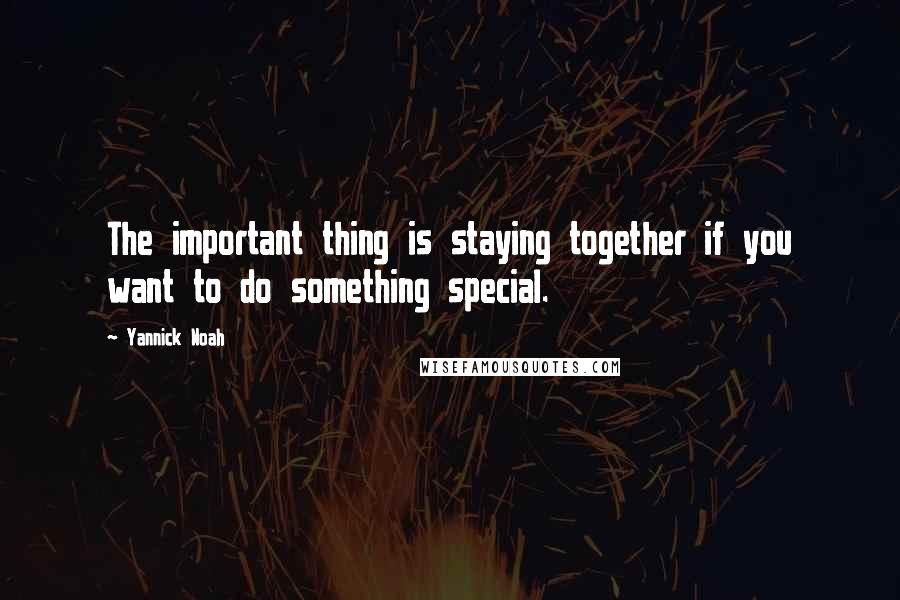 Yannick Noah quotes: The important thing is staying together if you want to do something special.