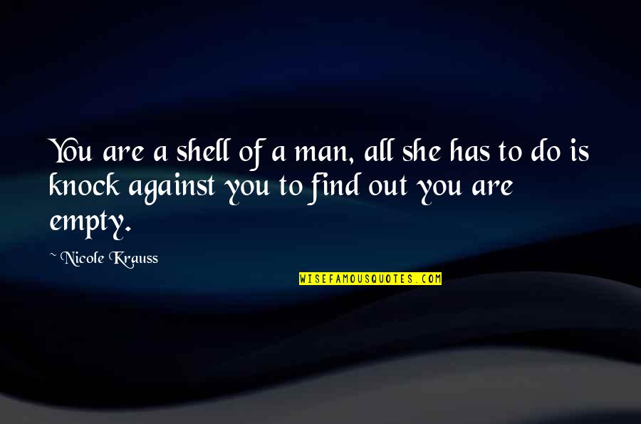 Yarusi Quotes By Nicole Krauss: You are a shell of a man, all Yarusi Quotes By Nicole Krauss: You are a shell of a man, all
