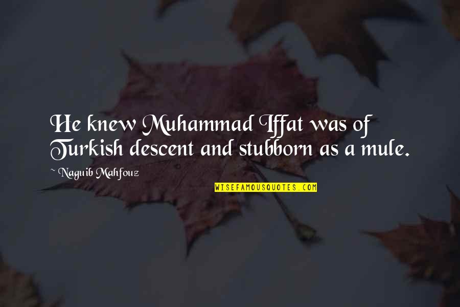Yasadigimiz Erazide Quotes By Naguib Mahfouz: He knew Muhammad Iffat was of Turkish descent