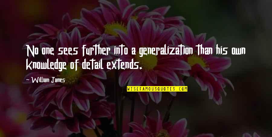 Yashwantrao Quotes By William James: No one sees further into a generalization than