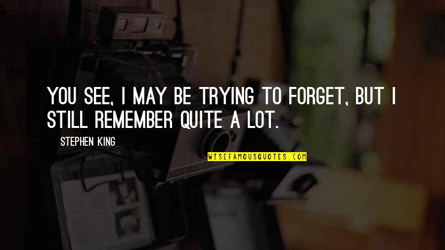 Yasli Amca Quotes By Stephen King: You see, I may be trying to forget,