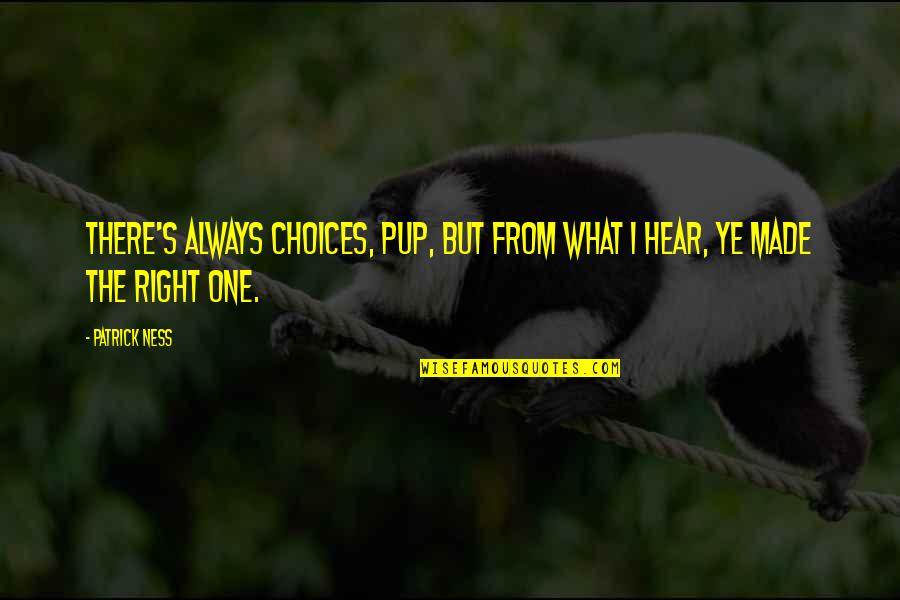 Ye Quotes By Patrick Ness: There's always choices, pup, but from what I