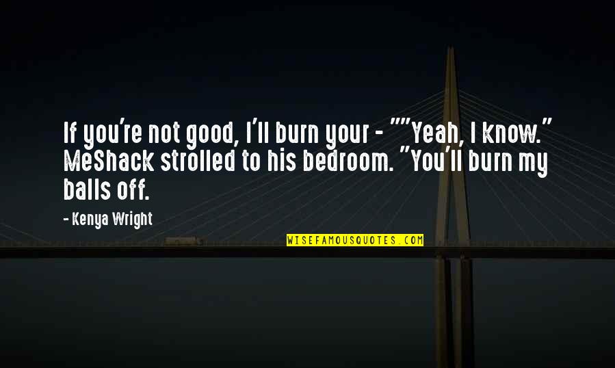 Yeah I Know Quotes By Kenya Wright: If you're not good, I'll burn your -