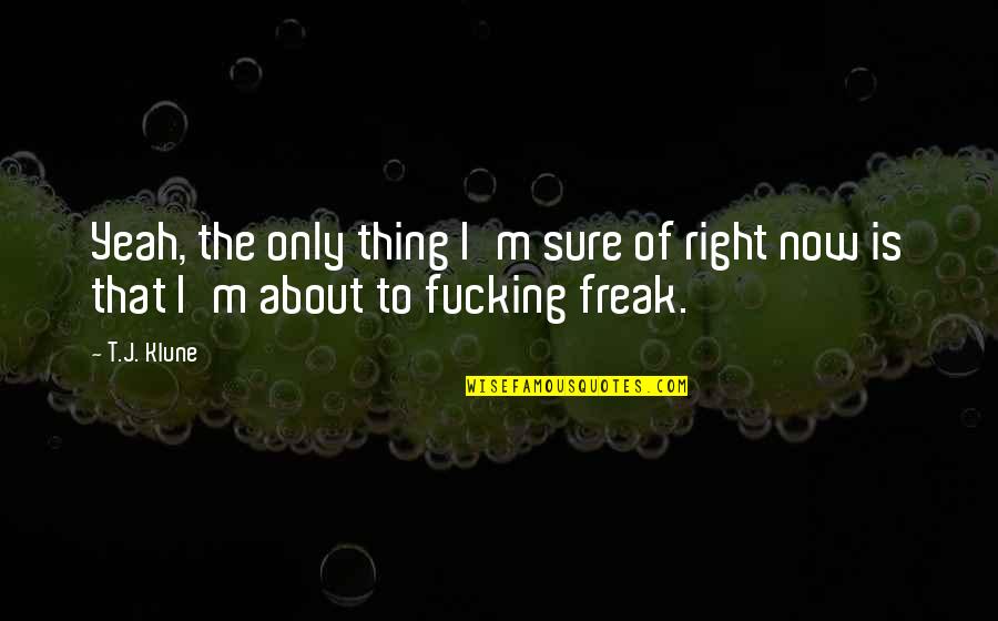 Yeah Right Quotes By T.J. Klune: Yeah, the only thing I'm sure of right