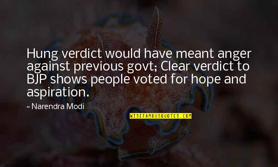 Year 11 Leavers Book Quotes By Narendra Modi: Hung verdict would have meant anger against previous Year 11 Leavers Book Quotes By Narendra Modi: Hung verdict would have meant anger against previous