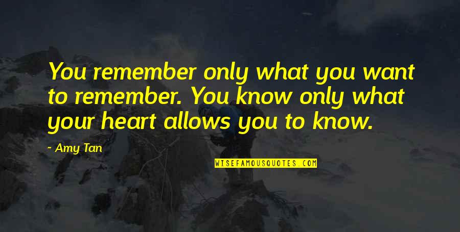 Yearbook Ideas Quotes By Amy Tan: You remember only what you want to remember. Yearbook Ideas Quotes By Amy Tan: You remember only what you want to remember.