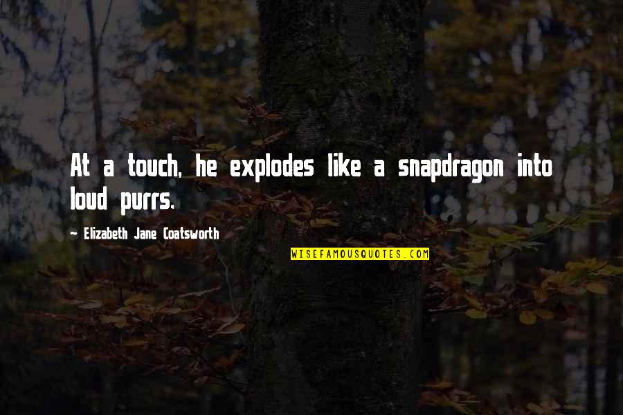 Yeargans Frio Quotes By Elizabeth Jane Coatsworth: At a touch, he explodes like a snapdragon Yeargans Frio Quotes By Elizabeth Jane Coatsworth: At a touch, he explodes like a snapdragon
