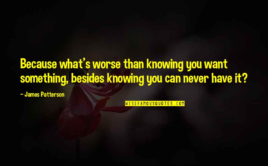 Yearning For Something Quotes By James Patterson: Because what's worse than knowing you want something,