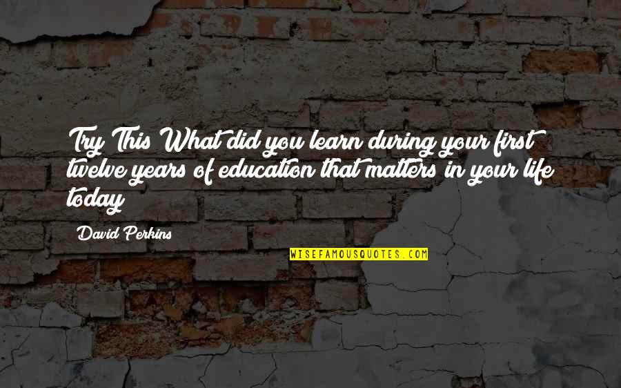 Years In Your Life Quotes By David Perkins: Try This What did you learn during your Years In Your Life Quotes By David Perkins: Try This What did you learn during your