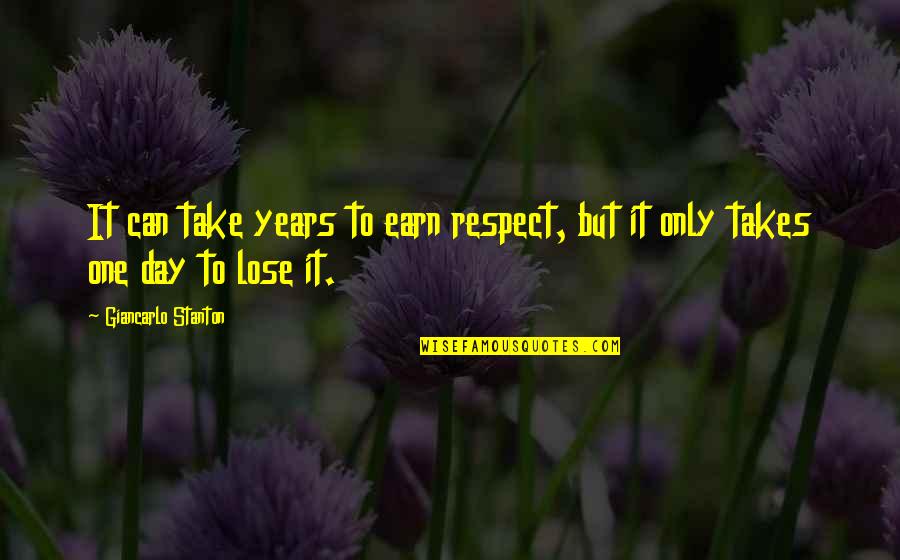 Years It Takes Quotes By Giancarlo Stanton: It can take years to earn respect, but