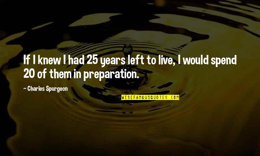 Years Left To Live Quotes By Charles Spurgeon: If I knew I had 25 years left