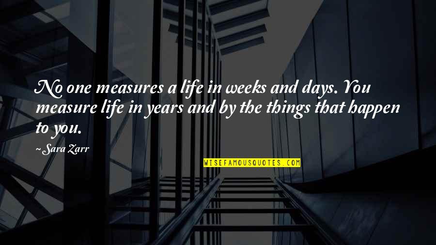 Years To Days Quotes By Sara Zarr: No one measures a life in weeks and Years To Days Quotes By Sara Zarr: No one measures a life in weeks and