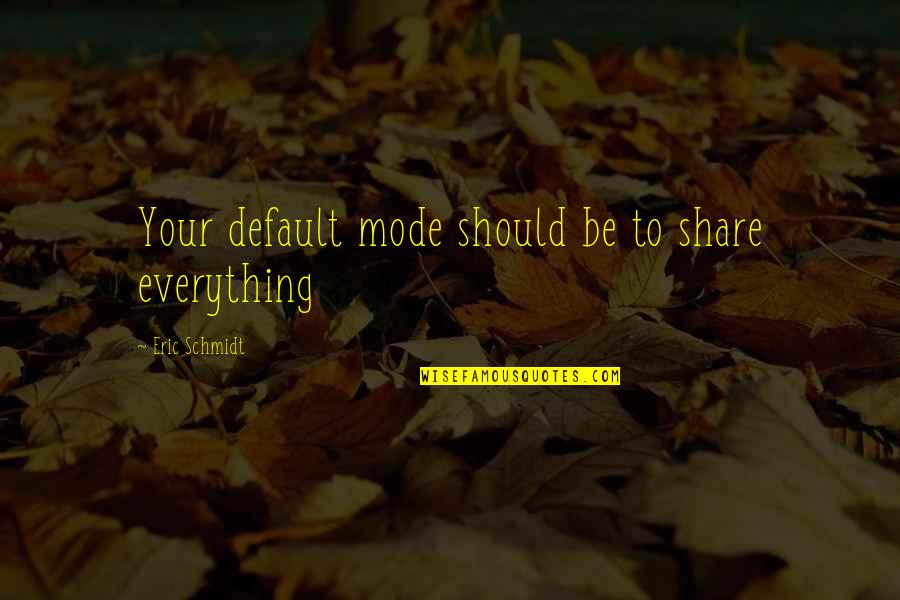 Yeastless Pizza Quotes By Eric Schmidt: Your default mode should be to share everything Yeastless Pizza Quotes By Eric Schmidt: Your default mode should be to share everything