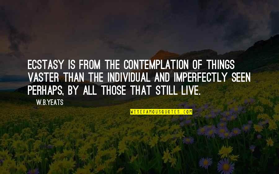 Yeats Quotes By W.B.Yeats: Ecstasy is from the contemplation of things vaster Yeats Quotes By W.B.Yeats: Ecstasy is from the contemplation of things vaster