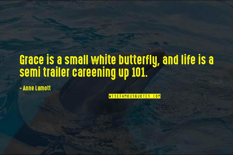 Yecchy Quotes By Anne Lamott: Grace is a small white butterfly, and life