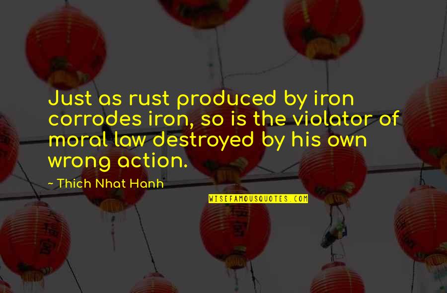 Yedinci Quotes By Thich Nhat Hanh: Just as rust produced by iron corrodes iron, Yedinci Quotes By Thich Nhat Hanh: Just as rust produced by iron corrodes iron,