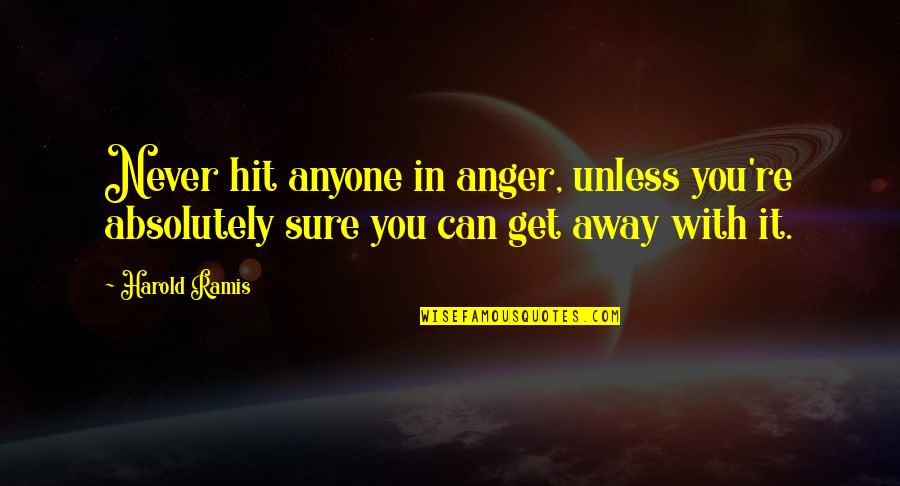 Yeh Jawaani Hai Deewani Famous Quotes By Harold Ramis: Never hit anyone in anger, unless you're absolutely