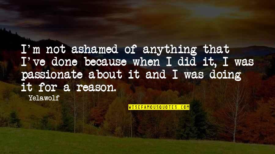 Yelawolf Quotes By Yelawolf: I'm not ashamed of anything that I've done
