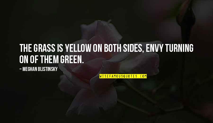 Yellow Green Quotes By Meghan Blistinsky: The grass is yellow on both sides, envy