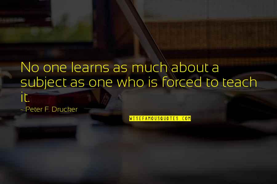 Yelnats Quotes By Peter F. Drucker: No one learns as much about a subject