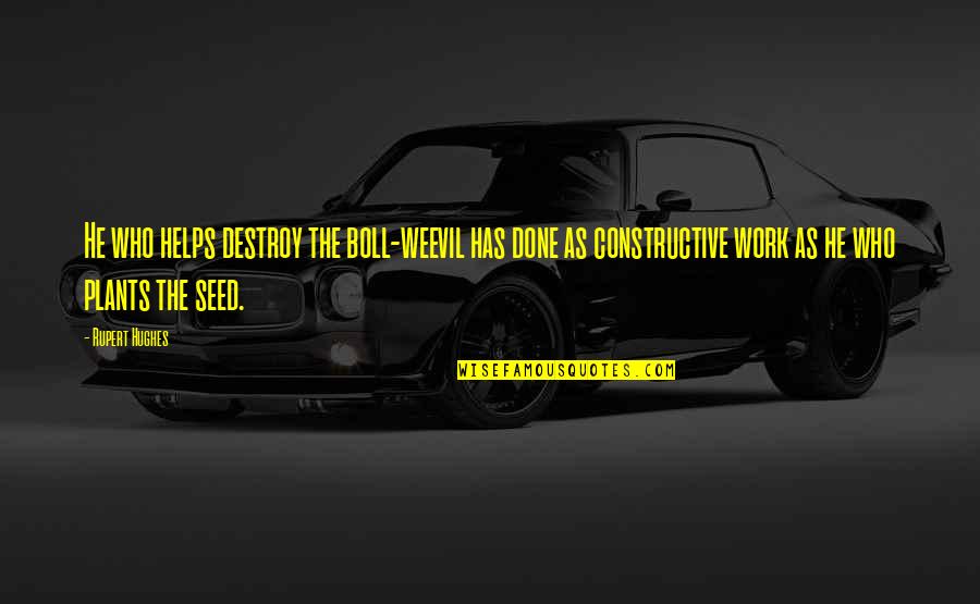 Yeolmu Quotes By Rupert Hughes: He who helps destroy the boll-weevil has done
